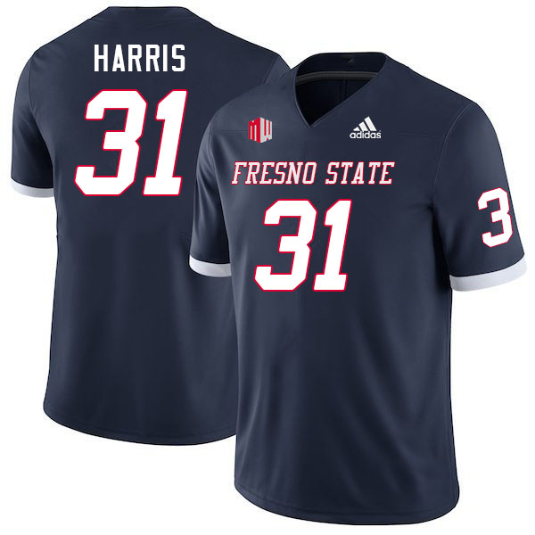 Men #31 Kiontre Harris Fresno State Bulldogs College Football Jerseys Stitched-Navy